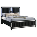  Coaster Furniture Ravenne 223191KE Velvet Upholstered Eastern King LED Panel Bed - Black IMAGE 7