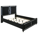  Coaster Furniture Ravenne 223191KW Velvet Upholstered California King LED Panel Bed - Black IMAGE 2