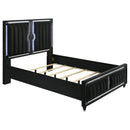  Coaster Furniture Ravenne 223191Q Velvet Upholstered Queen LED Panel Bed - Black IMAGE 2