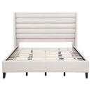  Coaster Furniture Leslie 315983KW Upholstered Tufted California King Wingback Platform Bed - Beige IMAGE 1