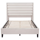  Coaster Furniture Leslie 315983Q Upholstered Tufted Queen Wingback Platform Bed - Beige IMAGE 3