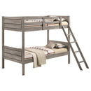  Coaster Furniture Ryder 400818-SM Wood Twin Over Twin Bunk Bed with Mattress - Weathered Taupe IMAGE 2