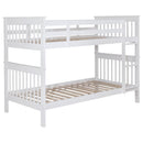  Coaster Furniture Chapman 460244N-SM Wood Twin Over Twin Bunk Bed with Mattress - White IMAGE 2