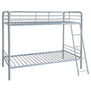  Coaster Furniture Carson 460334SVR Metal Twin Over Twin Bunk Bed - Glossy Silver IMAGE 1