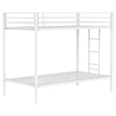  Coaster Furniture Alevera 460361WHT Metal Twin Over Twin Bunk Bed with Ladder - White IMAGE 1