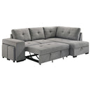  Coaster Furniture Roanne 500347 Fabric Upholstered Sleeper Sectional Sofa - Grey IMAGE 3