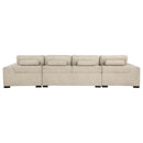  Coaster Furniture Cannella 500350 U-Shaped Double Chaise Upholstered Sectional Sofa - Beige IMAGE 2