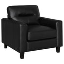  Coaster Furniture Scotland 504666 Faux Leather Upholstered Track Arm Chair - Black IMAGE 2