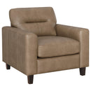  Coaster Furniture Scotland 504669 Faux Leather Upholstered Track Arm Chair - Brown IMAGE 1