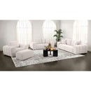  Coaster Furniture Burnett 504958 Chenille Upholstered Ottoman - Ivory IMAGE 5