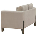  Coaster Furniture Islington 511102 Fabric Upholstered Panel Arm Loveseat - Taupe IMAGE 1