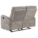  Coaster Furniture Hamilton 603372 Chenille Upholstered Manual Reclining Loveseat - Sand IMAGE 4
