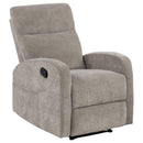  Coaster Furniture Hamilton 603373 Chenille Upholstered Manual Glider Recliner - Sand IMAGE 12