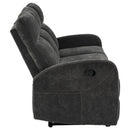  Coaster Furniture Hamilton 603374 Chenille Upholstered Manual Reclining Sofa - Charcoal Grey IMAGE 10