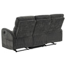  Coaster Furniture Hamilton 603374 Chenille Upholstered Manual Reclining Sofa - Charcoal Grey IMAGE 4