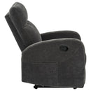  Coaster Furniture Hamilton 603376 Chenille Upholstered Manual Glider Recliner - Charcoal Grey IMAGE 12