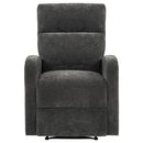  Coaster Furniture Hamilton 603376 Chenille Upholstered Manual Glider Recliner - Charcoal Grey IMAGE 4