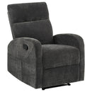  Coaster Furniture Hamilton 603376 Chenille Upholstered Manual Glider Recliner - Charcoal Grey IMAGE 8