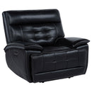  Coaster Furniture Hewitt 609613PP Leather Upholstered Dual Power Recliner Chair - Black IMAGE 3