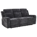  Coaster Furniture Kennett 610154P Chenille Upholstered Power Reclining Sofa - Dark Grey IMAGE 12