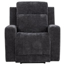  Coaster Furniture Kennett 610156P Chenille Upholstered Power Recliner Chair - Dark Grey IMAGE 1