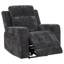  Coaster Furniture Kennett 610156P Chenille Upholstered Power Recliner Chair - Dark Grey IMAGE 2