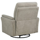  Coaster Furniture Adler 610423P Upholstered Power Swivel Glider Recliner - Greige IMAGE 1