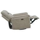  Coaster Furniture Adler 610423P Upholstered Power Swivel Glider Recliner - Greige IMAGE 2