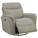  Coaster Furniture Adler 610423P Upholstered Power Swivel Glider Recliner - Greige IMAGE 4