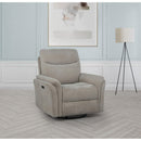  Coaster Furniture Adler 610423P Upholstered Power Swivel Glider Recliner - Greige IMAGE 6