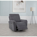  Coaster Furniture Adler 610443P Upholstered Power Swivel Glider Recliner - Charcoal Grey IMAGE 5