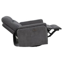  Coaster Furniture Adler 610443P Upholstered Power Swivel Glider Recliner - Charcoal Grey IMAGE 7