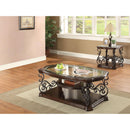  Coaster Furniture Laney 702448-S2 2-piece Glass Top Coffee and End Table Set - Dark Merlot IMAGE 2