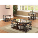  Coaster Furniture Laney 702448-S3 3-piece Glass Top Coffee and End Table Set - Dark Merlot IMAGE 2