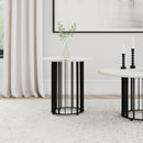  Coaster Furniture Haven 706207 Round Genuine White Marble Top Side Table - Black IMAGE 5