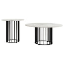  Coaster Furniture Haven 706208-S2 2-piece Round Marble Coffee and End Table Set - Black IMAGE 6