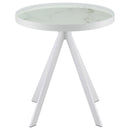  Coaster Furniture Briggs 706257 Round Marble Printed Glass Top Side Table - White IMAGE 1