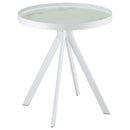  Coaster Furniture Briggs 706257 Round Marble Printed Glass Top Side Table - White IMAGE 5