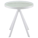  Coaster Furniture Briggs 706257 Round Marble Printed Glass Top Side Table - White IMAGE 7