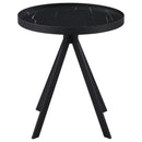  Coaster Furniture Briggs 706267 Round Marble Printed Glass Top End Table - Black IMAGE 3