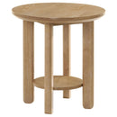  Coaster Furniture Ottowa 706297 Round Wood End Table with Shelf - Light Oak IMAGE 2