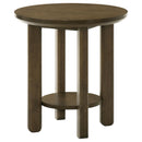  Coaster Furniture Ottowa 706307 22-Inch Round Wood End Table with Shelf - Brown IMAGE 3