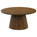  Coaster Furniture Franklin 706438 36-inch Round Pedestal Coffee Table - Dark Brown IMAGE 1