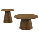  Coaster Furniture Franklin 706438-S2 2-piece Round Pedestal Coffee Table Set - Dark Brown IMAGE 4