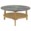  Coaster Furniture Bradley 706448 Round SmartTop Coffee Table - Grey/Natural IMAGE 7