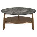  Coaster Furniture Bradley 706458 Round SmartTop Coffee Table - Smokey Grey/Brown IMAGE 1