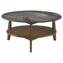  Coaster Furniture Bradley 706458 Round SmartTop Coffee Table - Smokey Grey/Brown IMAGE 7