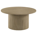  Coaster Furniture Hamlyn 706498-S3 3-piece Round Fluted Coffee and End Table Set - Natural Oak IMAGE 6