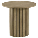  Coaster Furniture Hamlyn 706498-S3 3-piece Round Fluted Coffee and End Table Set - Natural Oak IMAGE 7