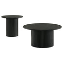  Coaster Furniture Hamlyn 706508-S2 2-piece Round Fluted Coffee and End Table Set - Black IMAGE 4